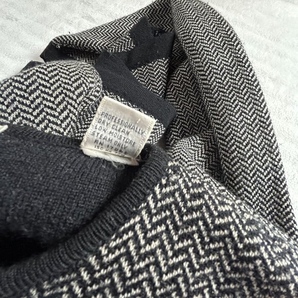 Linda Allard Ellen Tracy Womens Tunic Cardigan Sweater Herringbone Black Medium - Picture 4 of 7